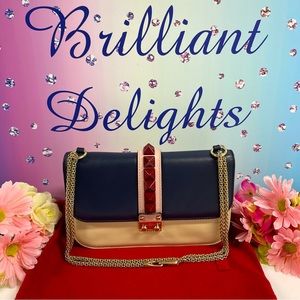 Valentino Garavani Navy and Cream Crossbody Bag